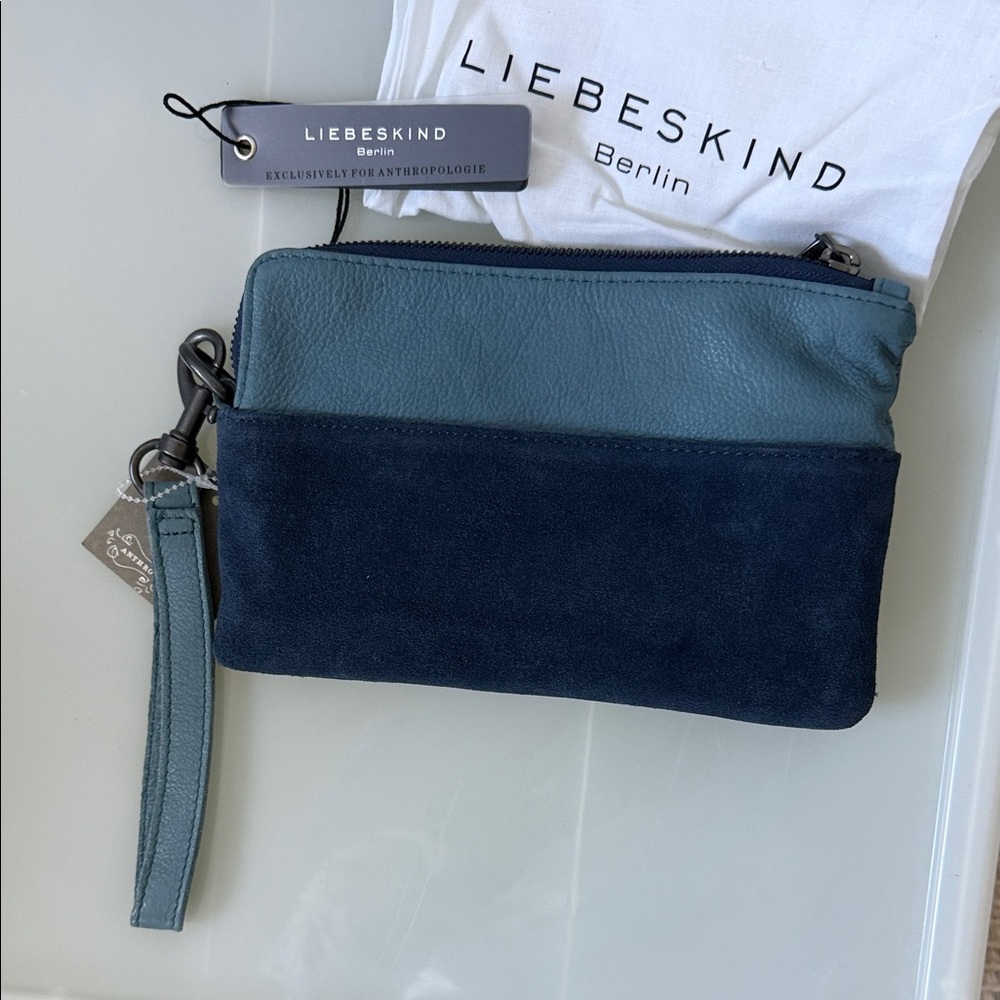 Liebeskind Berlin Textured Blue Leather Clutch Handbag